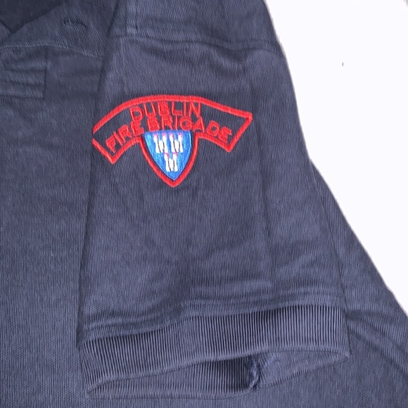 Dublin Fire Brigade polo shirt navy blue red lettering Embroidered shield size L - Picture 9 of 13